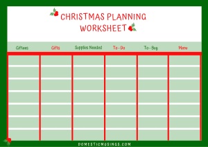 Christmas Planning Worksheet Free Printable